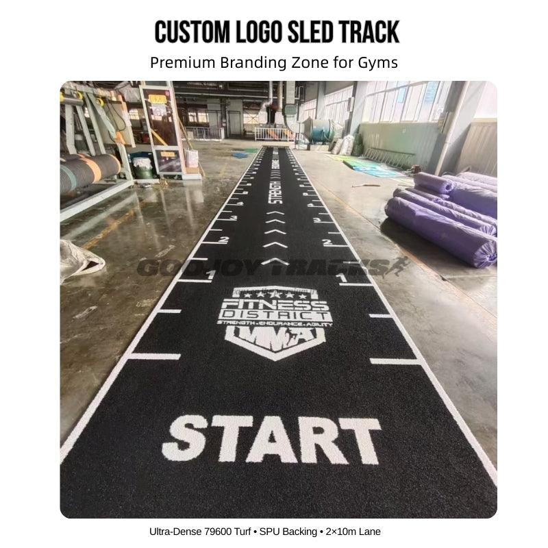 Custom Logo Indoor Sled Track Turf 2x10m High Density 79600 SPU Backing Heavy Duty Fire Resistant Gym Sled Push Lane