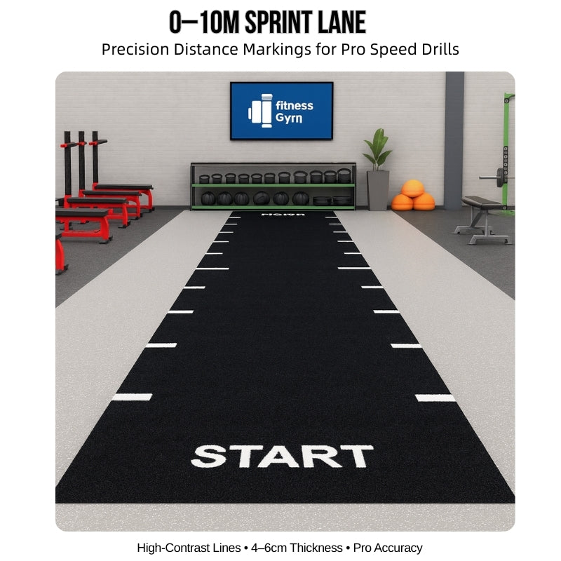 Sprint Lane Turf 2x10m Indoor Professional START FINISH Speed Training Track 79600 Density SPU Backing High Performance Gym Turf