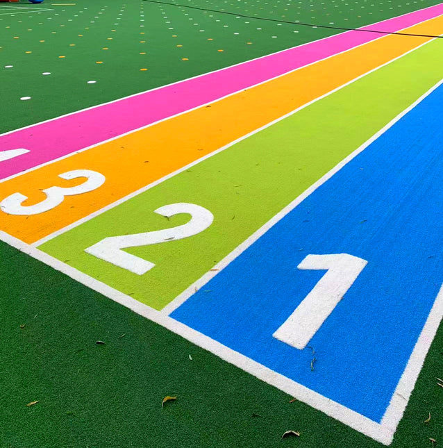 4 Color Fun Outdoor Artificial Grass Kindergarten Colorful Putting Green Rainbow Kid Synthetic Turf PP Running Track Playground