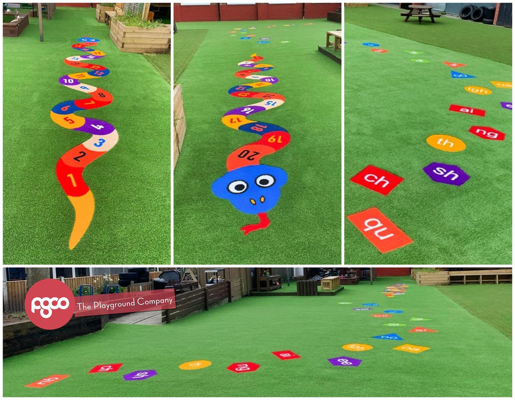 Customized Hopscotch Pattern Plastic Fitness Pavilion Artificial Turf Mat Game Rugby Playground Carpet