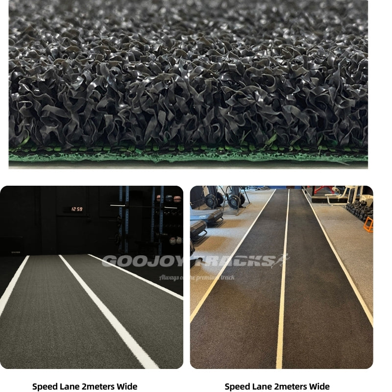 Premium Black Sled Track Turf Indoor 15mm 2x10m High Density 79600 SPU Backing Heavy Duty Push Lane Custom Logo Gym Turf