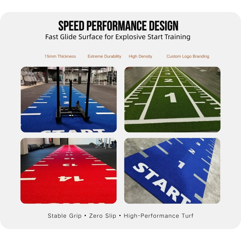 Sprint Lane Turf 2x10m Indoor Professional START FINISH Speed Training Track 79600 Density SPU Backing High Performance Gym Turf