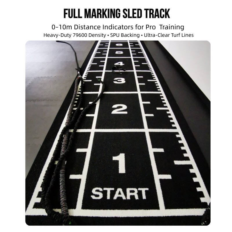 Black Sled Track 2x10m Heavy Duty Gym Turf Lane High Density SPU Backing for Sled Push Sprint Speed Lane Custom Logo Available