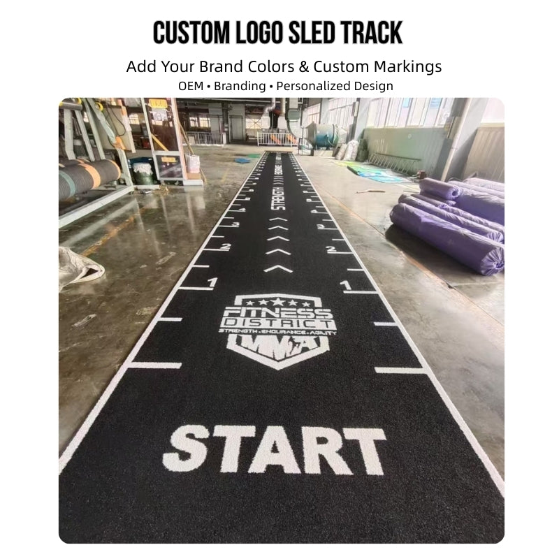 Black Sled Track 2x10m Heavy Duty Gym Turf Lane High Density SPU Backing for Sled Push Sprint Speed Lane Custom Logo Available