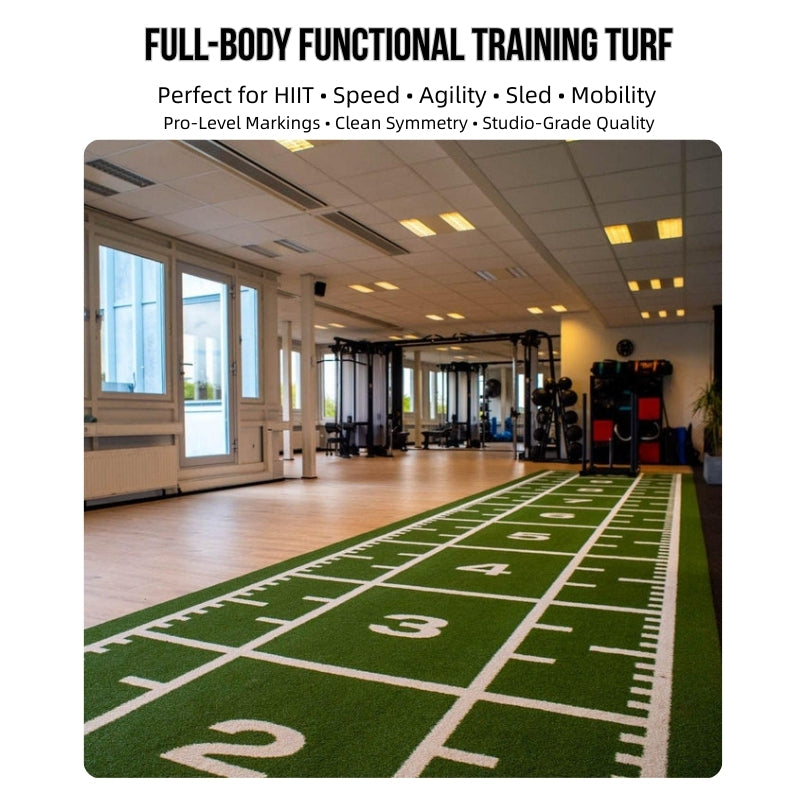 Functional Turf with Full Marking 2x10m Multi Zone Training Turf 79600 Density SPU Backing HIIT Speed Agility Conditioning Turf