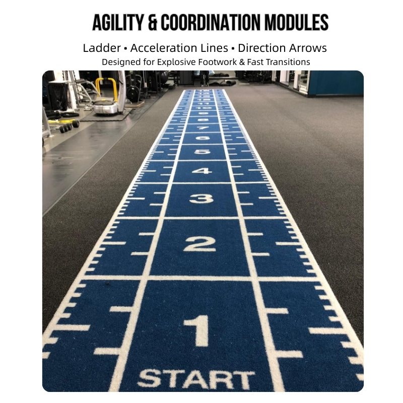 Functional Turf with Full Marking 2x10m Multi Zone Training Turf 79600 Density SPU Backing HIIT Speed Agility Conditioning Turf