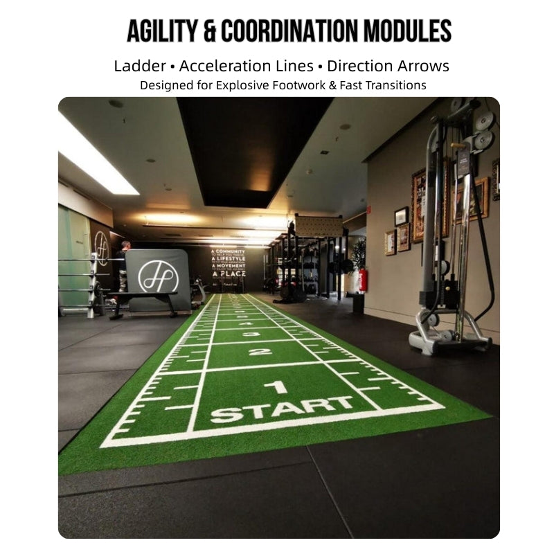Functional Turf with Full Marking 2x10m Multi Zone Training Turf 79600 Density SPU Backing HIIT Speed Agility Conditioning Turf