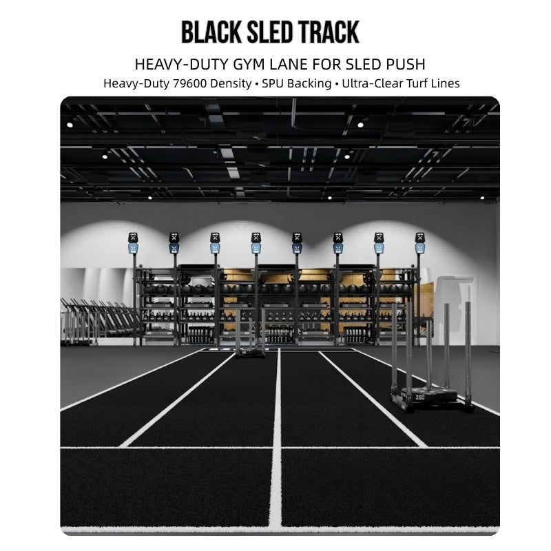 Black Sled Track 2x10m Heavy Duty Gym Turf Lane High Density SPU Backing for Sled Push Sprint Speed Lane Custom Logo Available